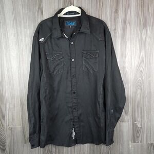 Y2k Style Roar Foundation Grunge Western Style Striped Button Up Sz XL